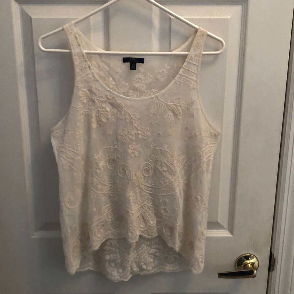 Polo by Ralph Lauren Embroidered Lace Top Sz Medium